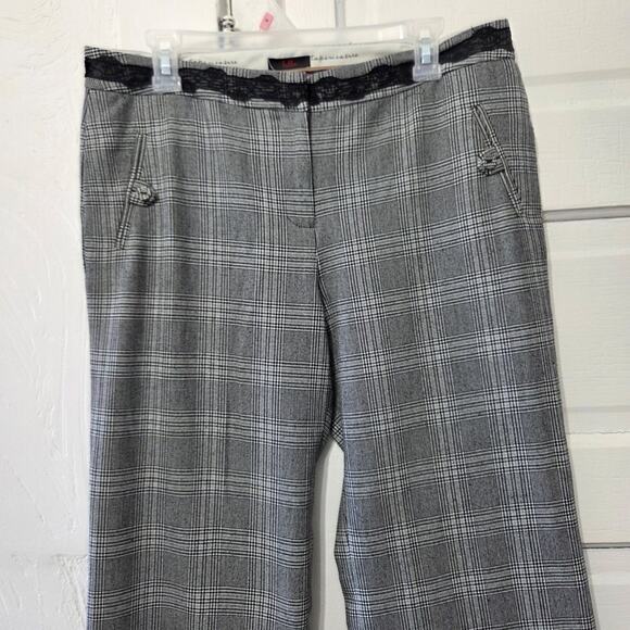 Tapemeasure by Kellie Woman's Wide Legged Black Checkered Dress Pants size 10 - Picture 2 of 9